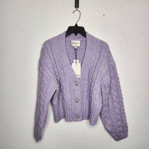 Purple knit button cardigan